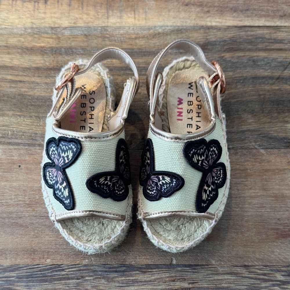 Sophia Webster Kids Sandals - Black and Cream Butterfly Design